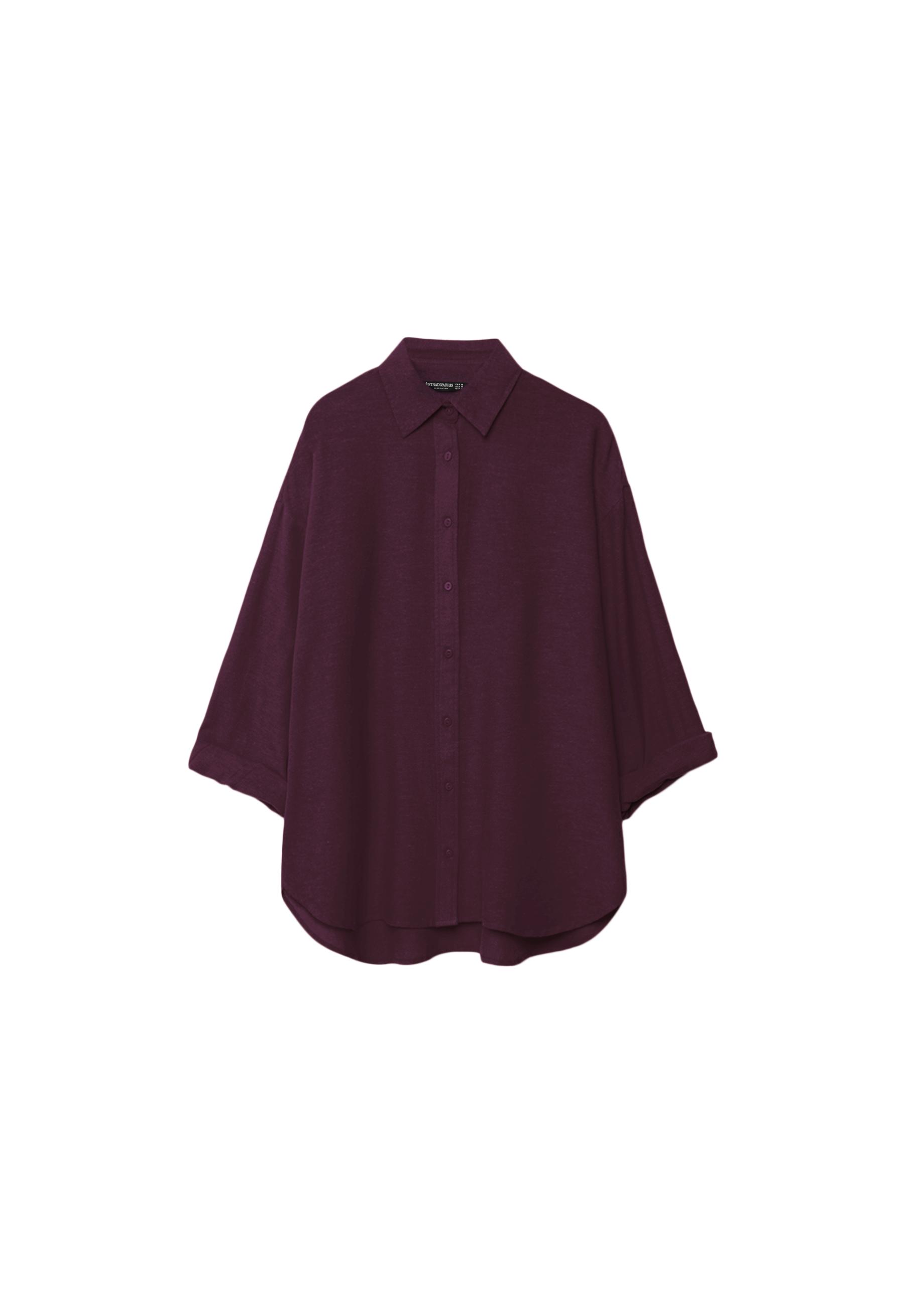 Linen-effect flowing shirt — Purple