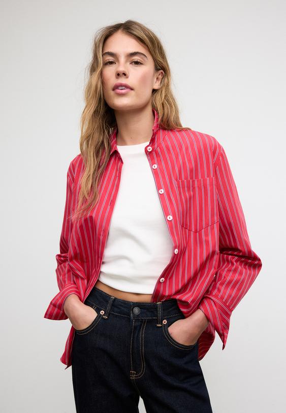 camisa basica bolsillo popelin rayas