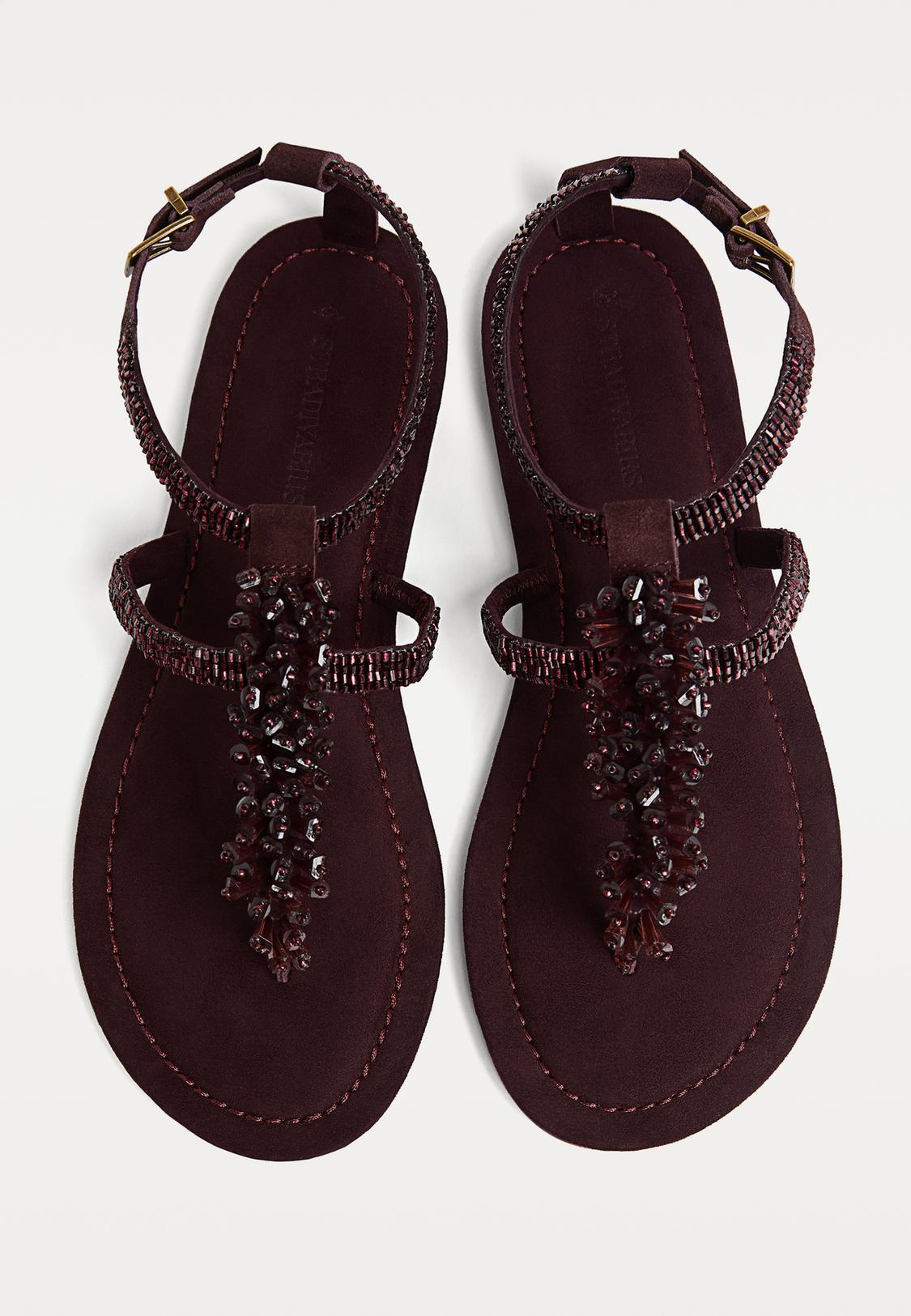 Flat sandals with rhinestones - Main Image