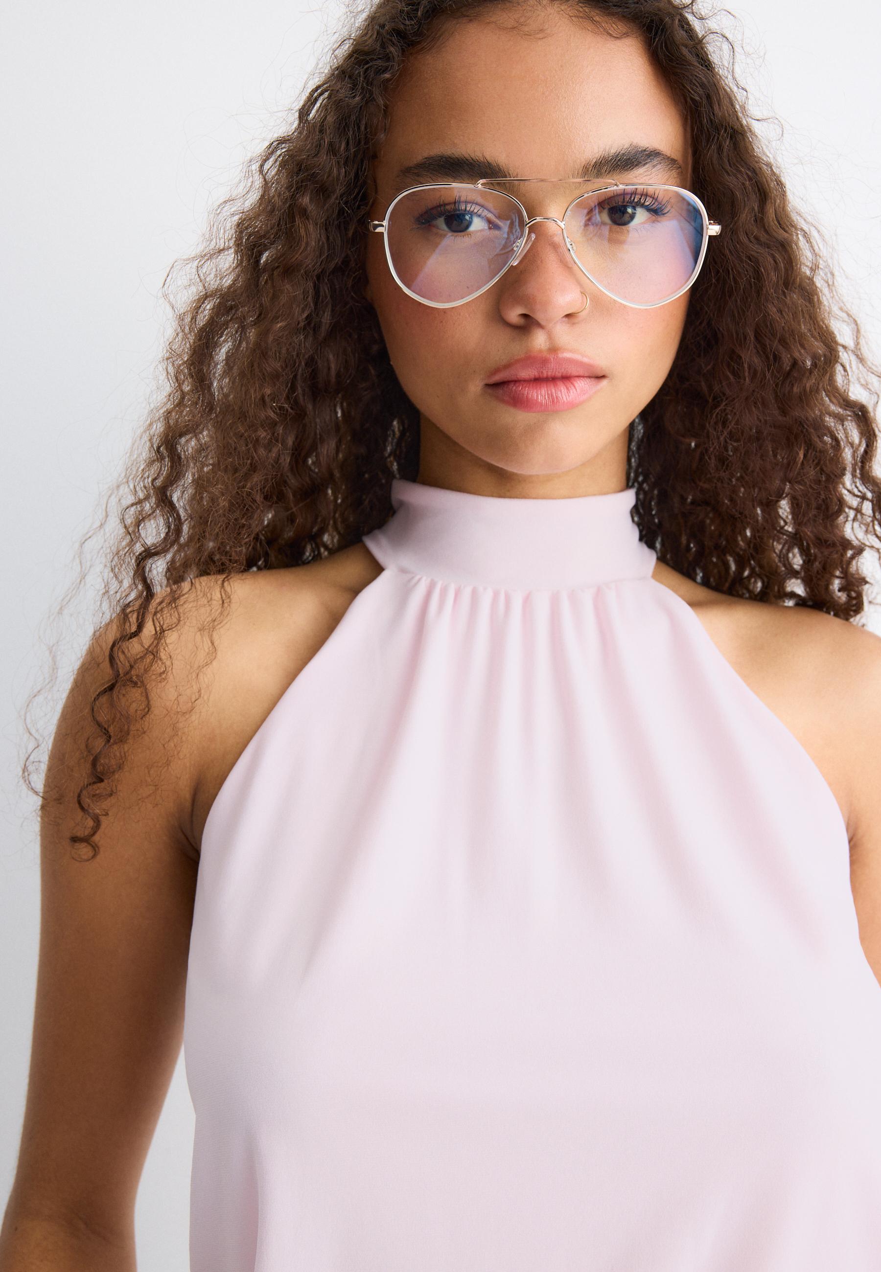 Puff-effect halter top — Salmon pink