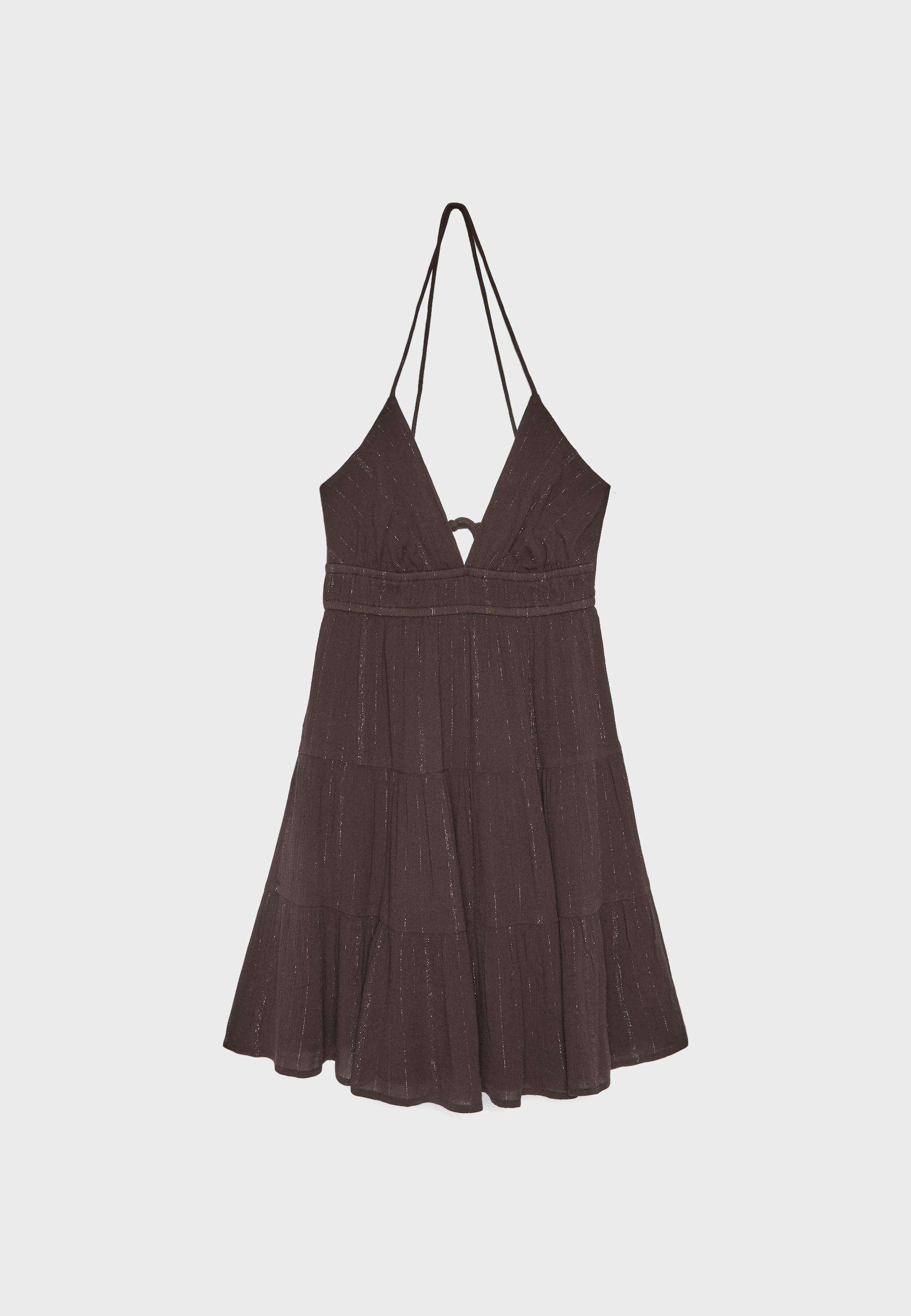 Short dress with open back — Brown