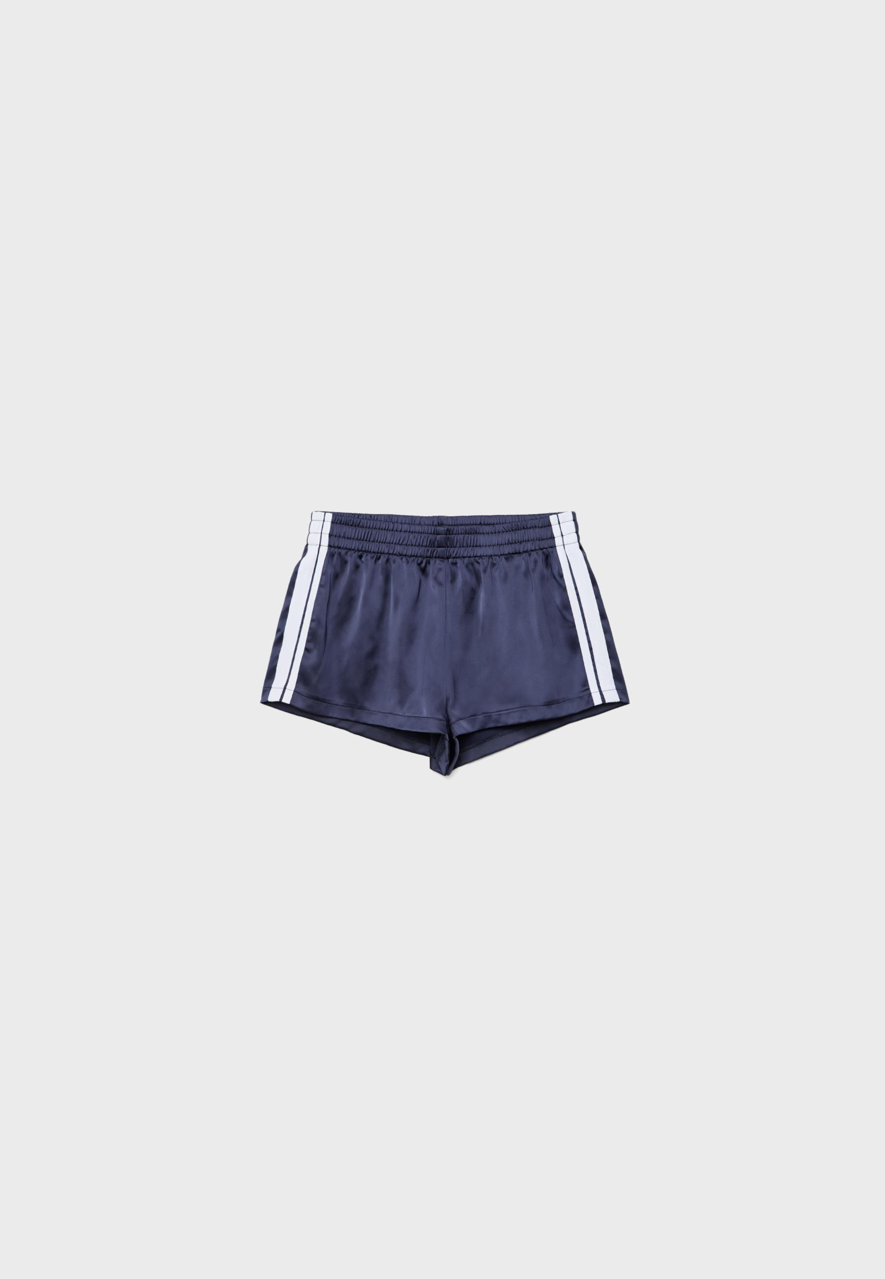 Sateen effect mini shorts — Navy blue