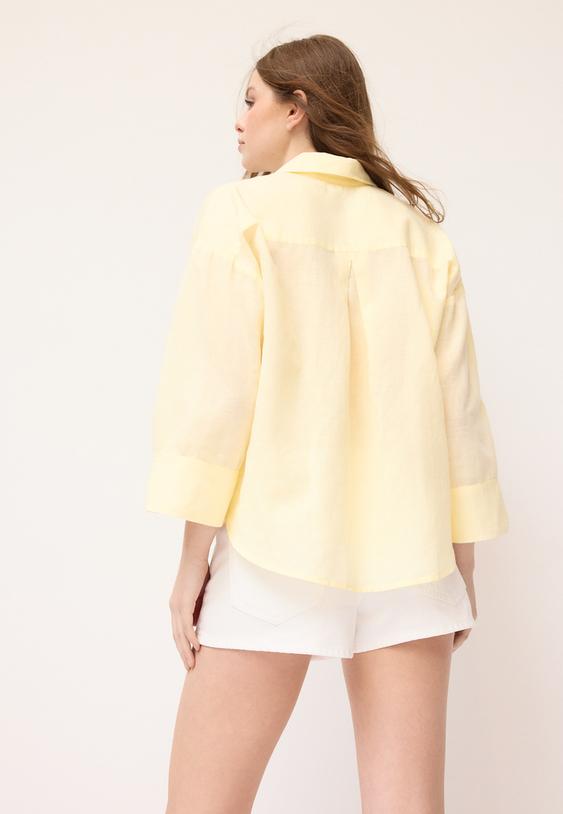 kimonomouw overhemd linnenlook