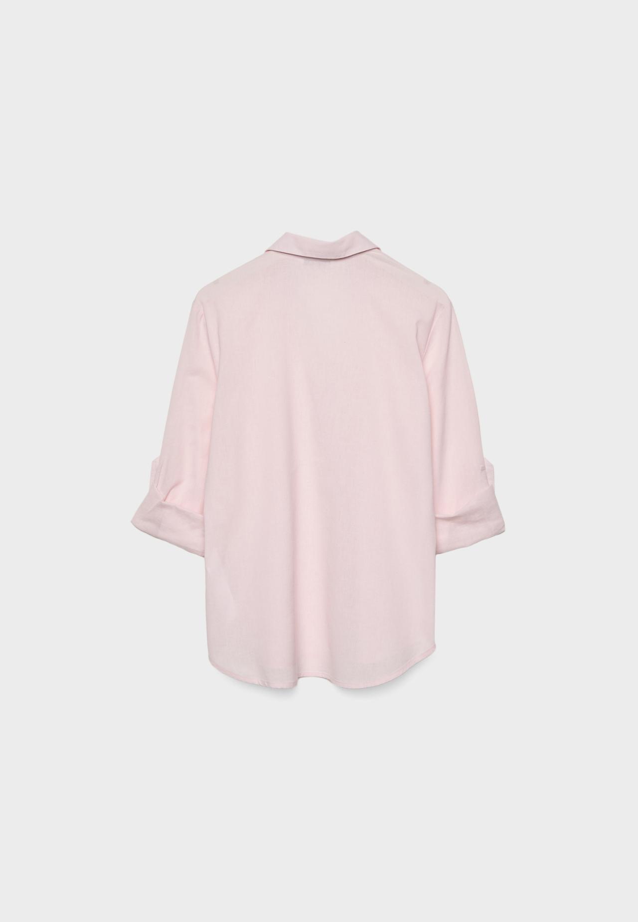 Linen blend shirt with pocket — Nude pink