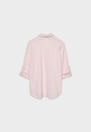 Linen blend shirt with pocket — Nude pink 7