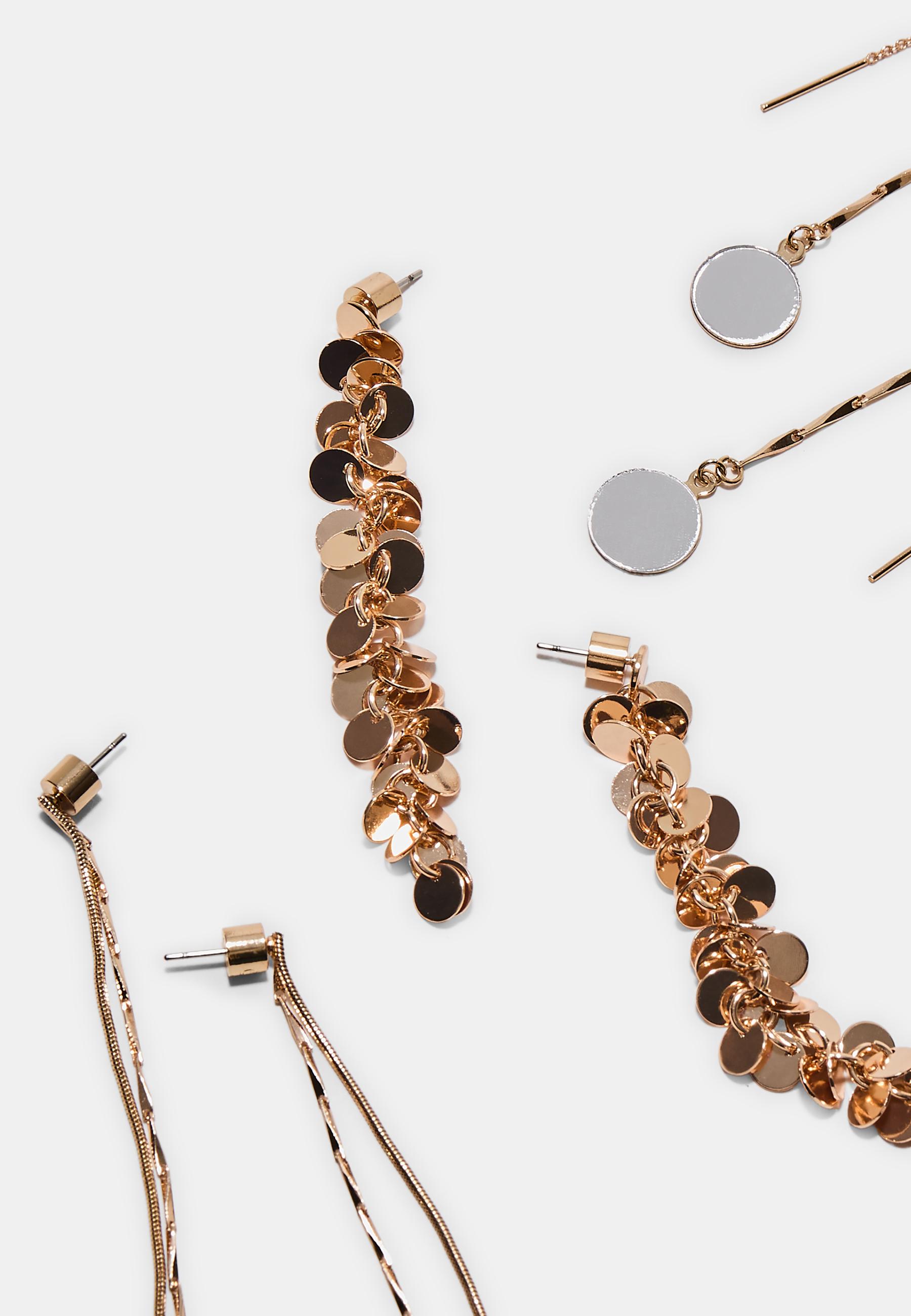 Set of 3 dangle earrings — Gold