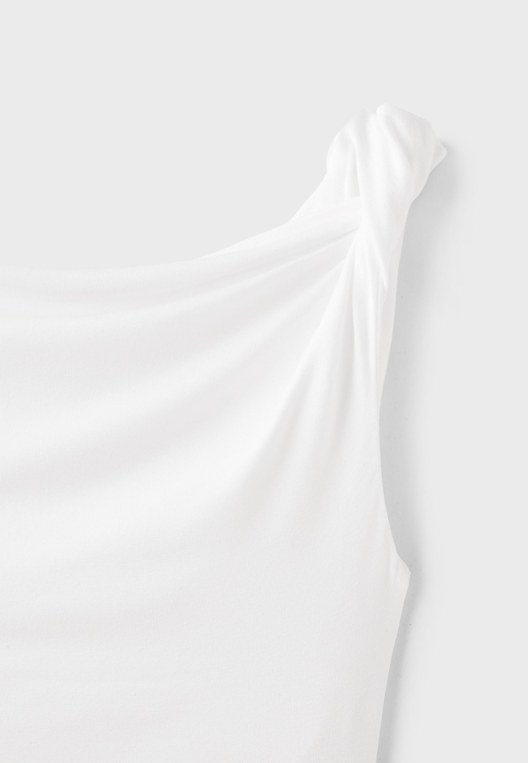 Asymmetric gathered T-shirt — Ecru