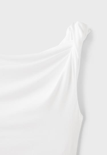 Asymmetric gathered T-shirt — Ecru 8