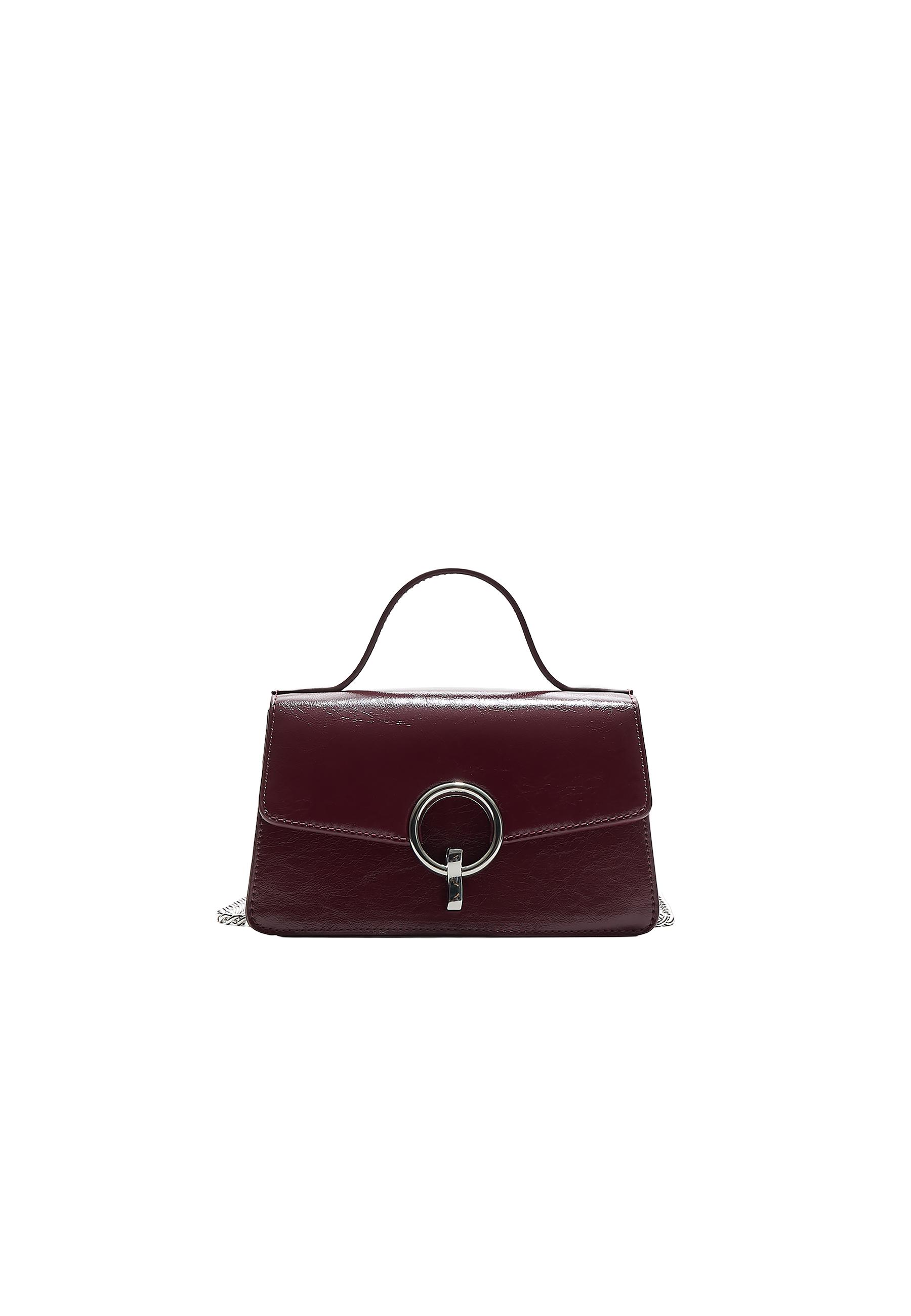 Crossbody bag with a round clasp — Burgundy