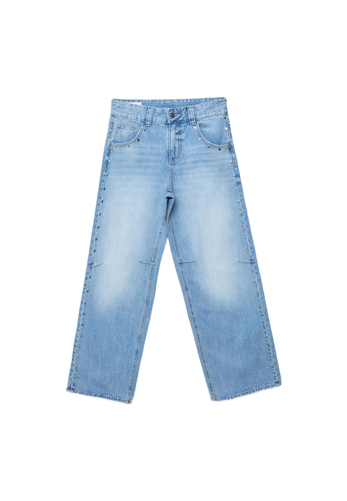 Yanları yıldız detaylı süper baggy jean - Görsel 9
