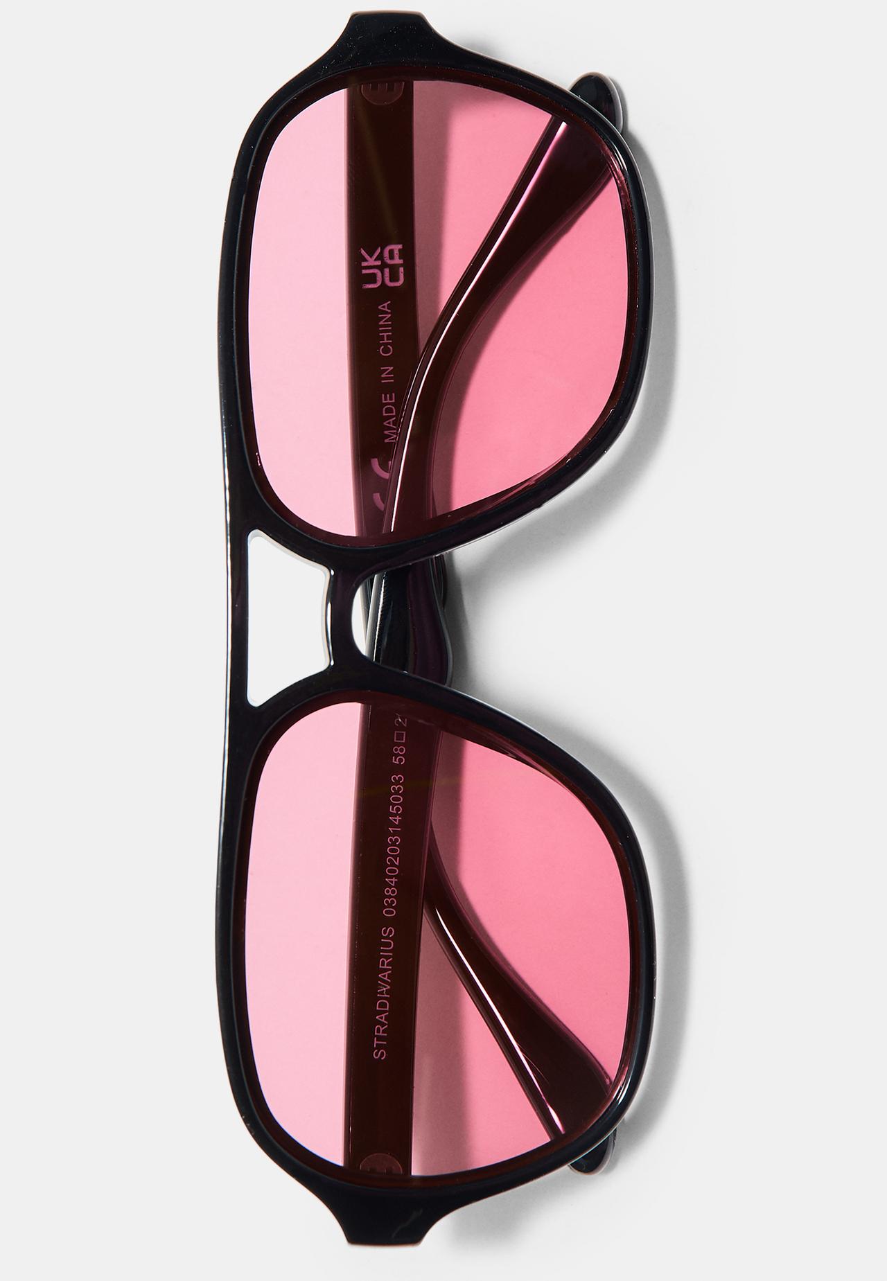 Double bridge resin sunglasses — Fuchsia