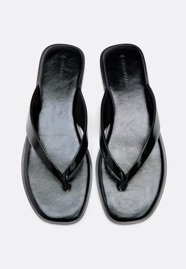 Flat thong sandals — BLACK  3