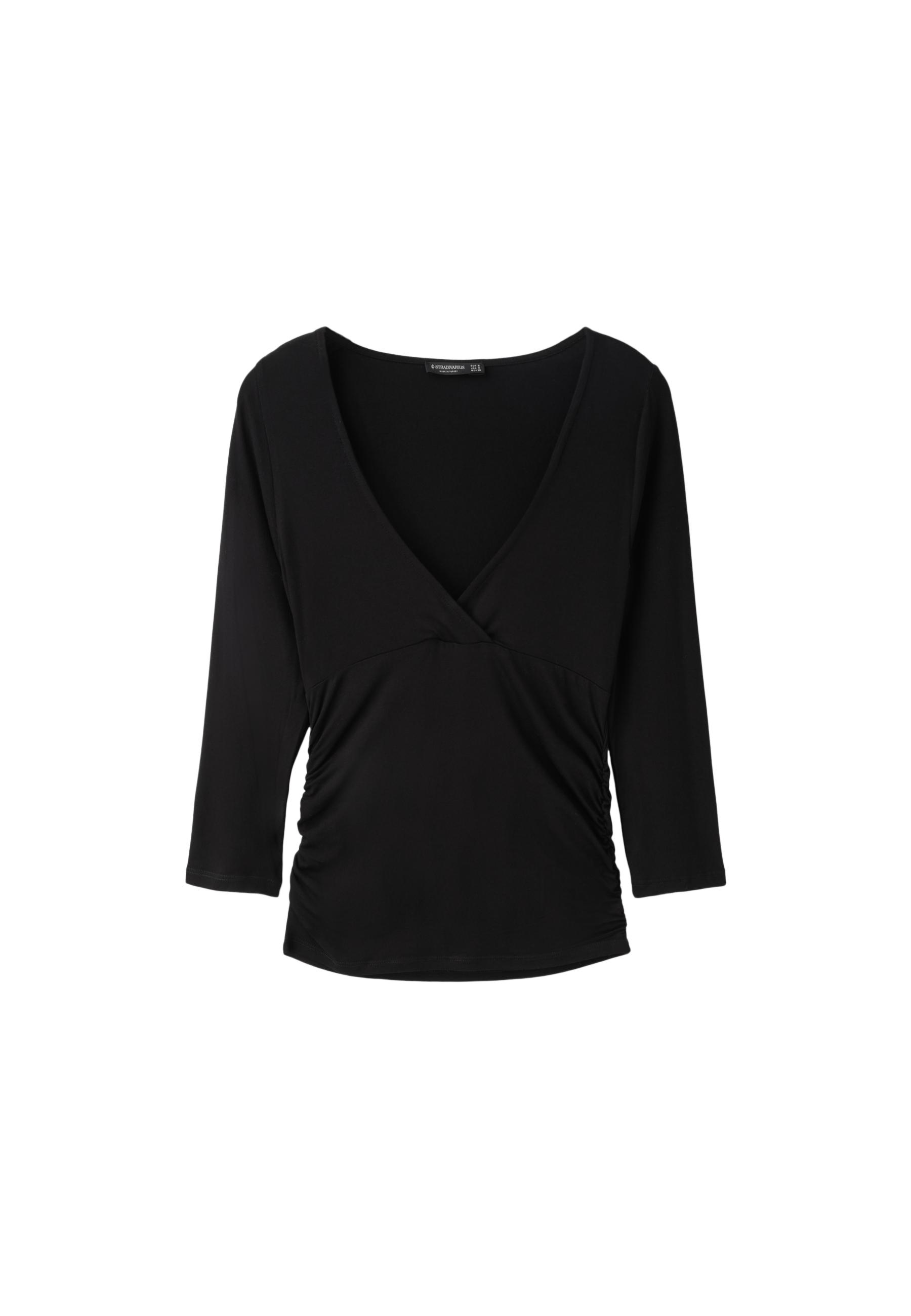 Under-bust seam T-shirt — Black