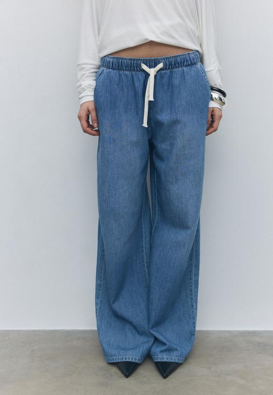 d35 pantalon fluido denim cordon