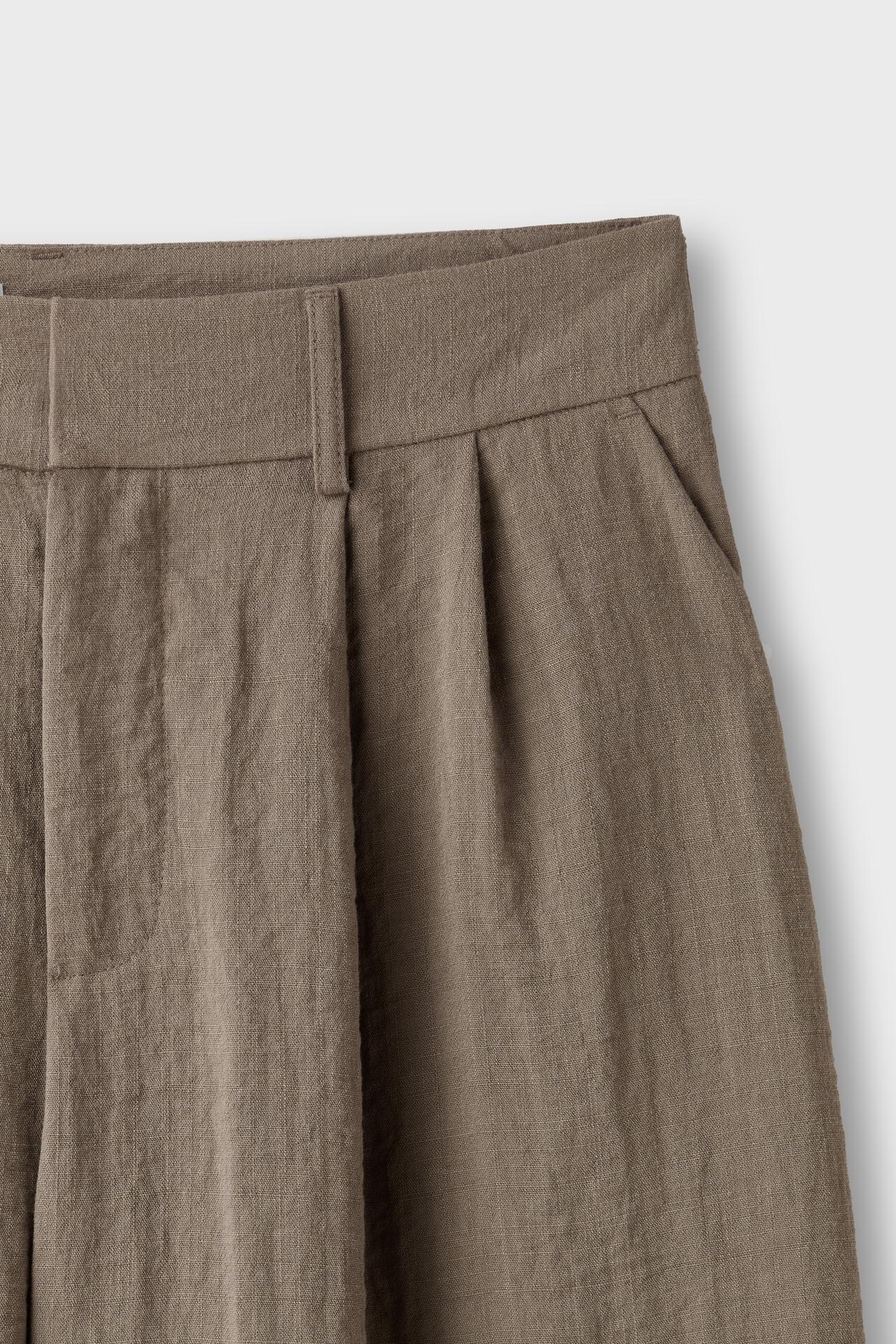 Adjustable rustic wide-leg button trousers — Brown