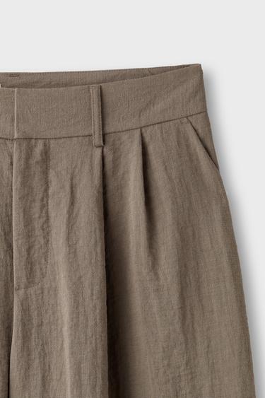 Adjustable rustic wide-leg button trousers — Brown 9