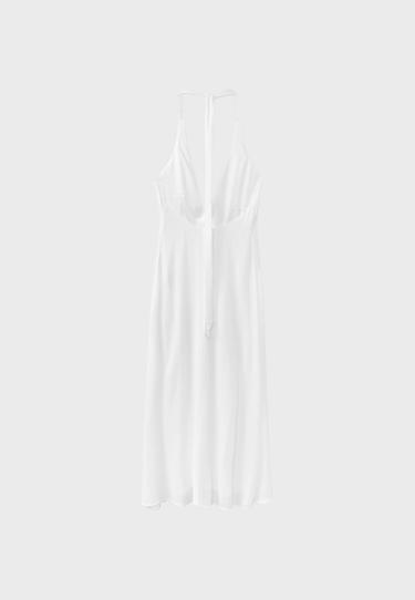 Halter neck crinkle dress — White 7