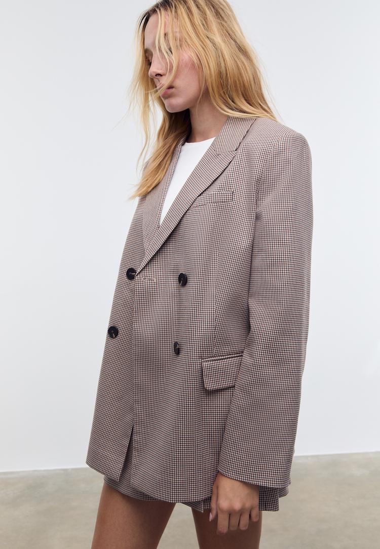 blazer croise imprime boutonne