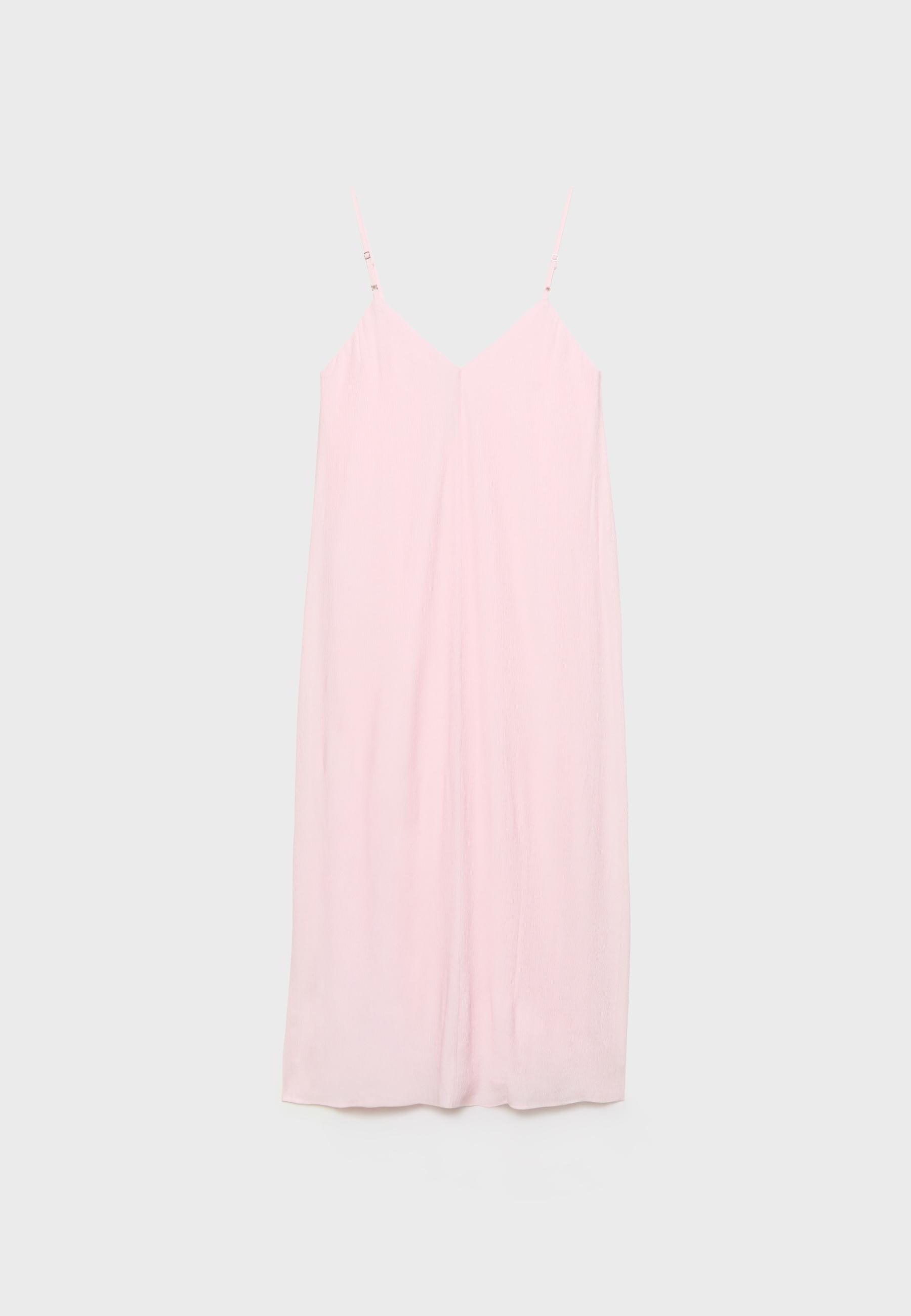 Textured strappy midi dress — Dusty rose