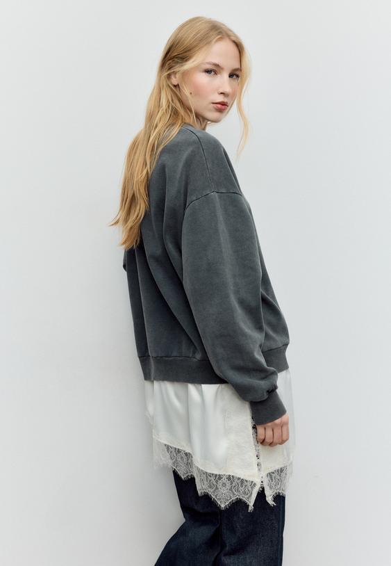 sateen skirt hem sweatshirt