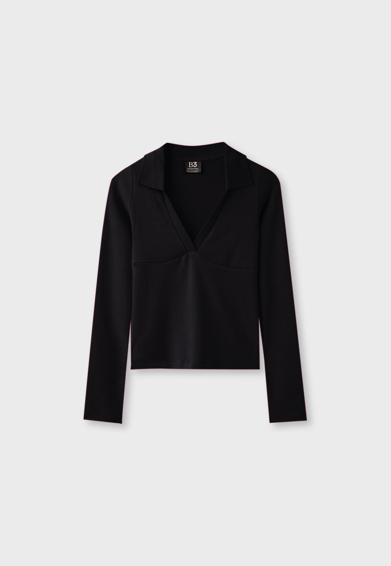 B03 Stretch polo T-shirt — Black