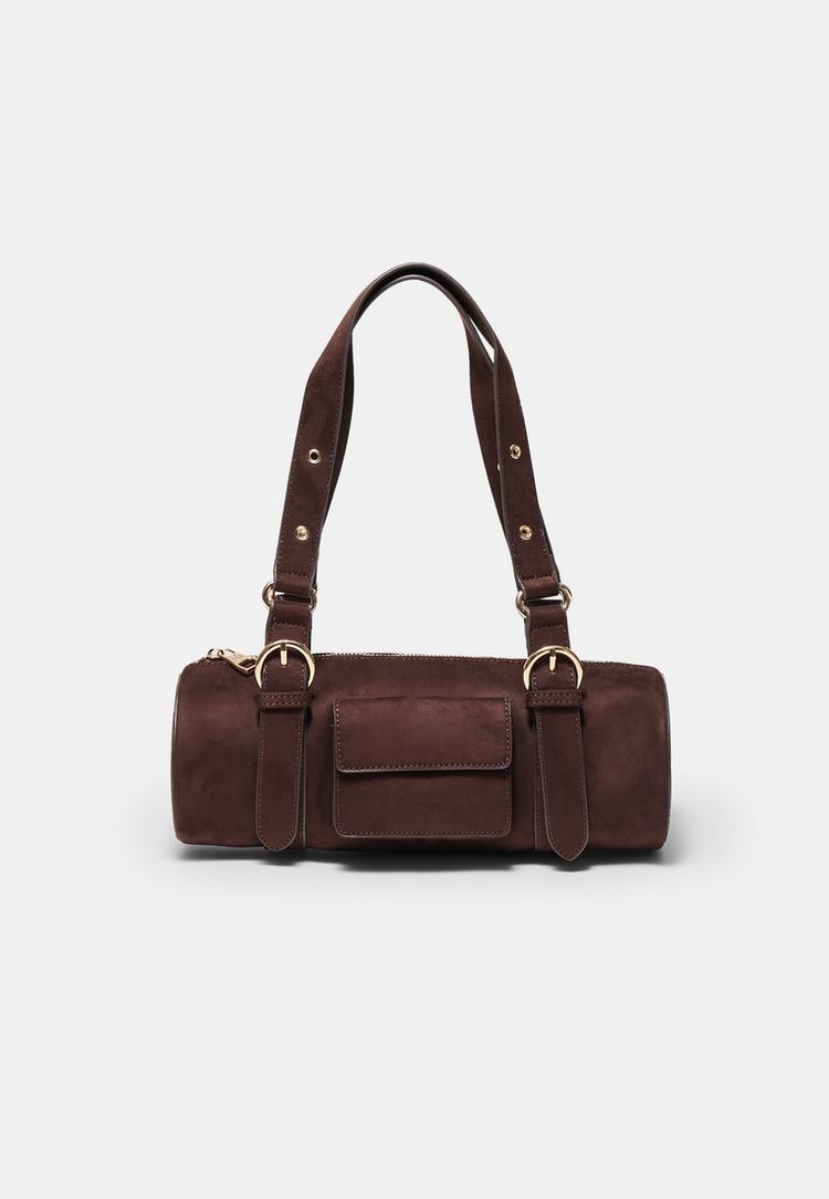 Stradivarius Τσάντα Bowling Με Μεταλλικές Λεπτομέρειες Καφέ Os