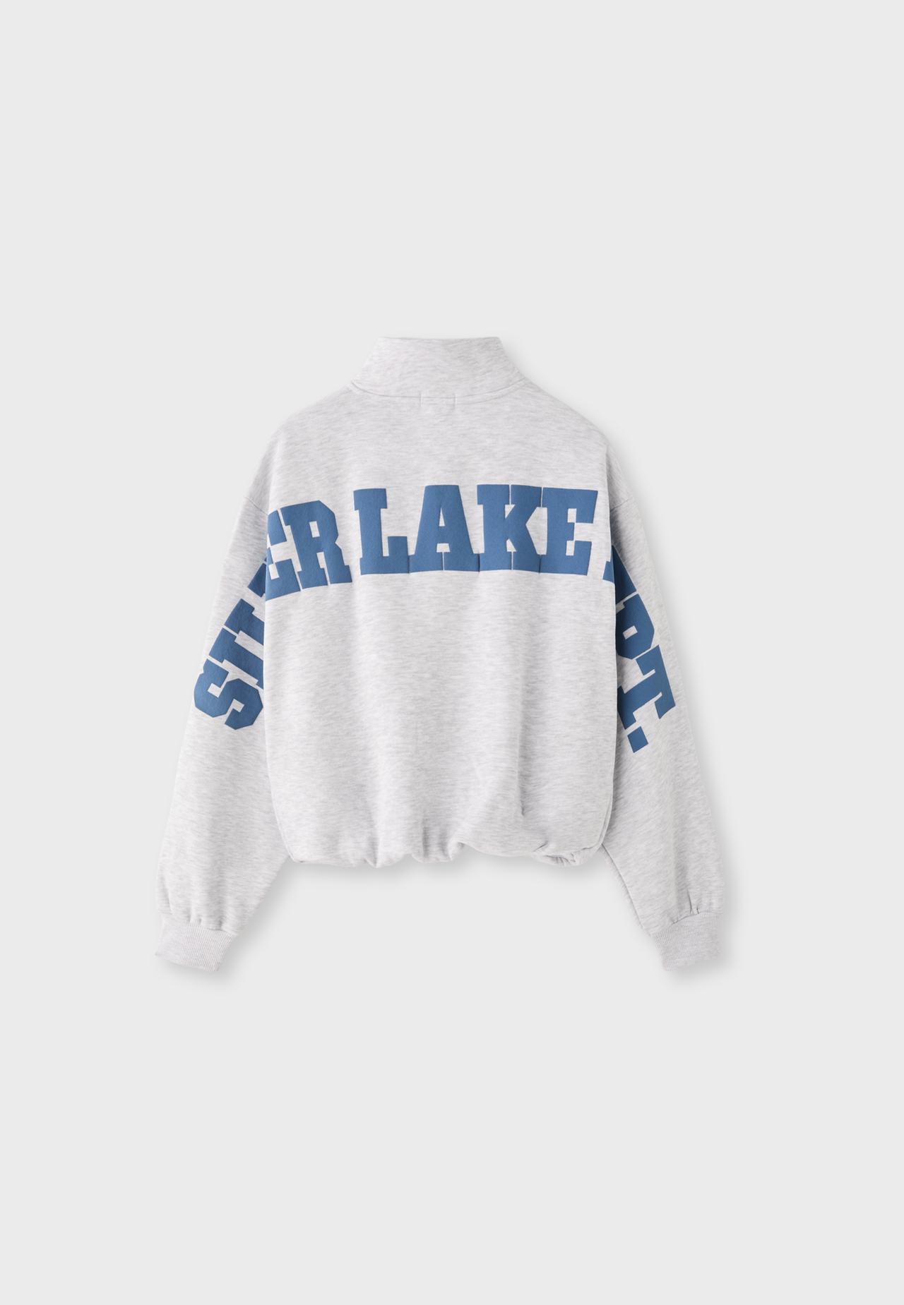 Cropped high neck sweatshirt — Grey melange