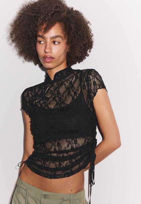 camiseta manga corta estilo qipao
