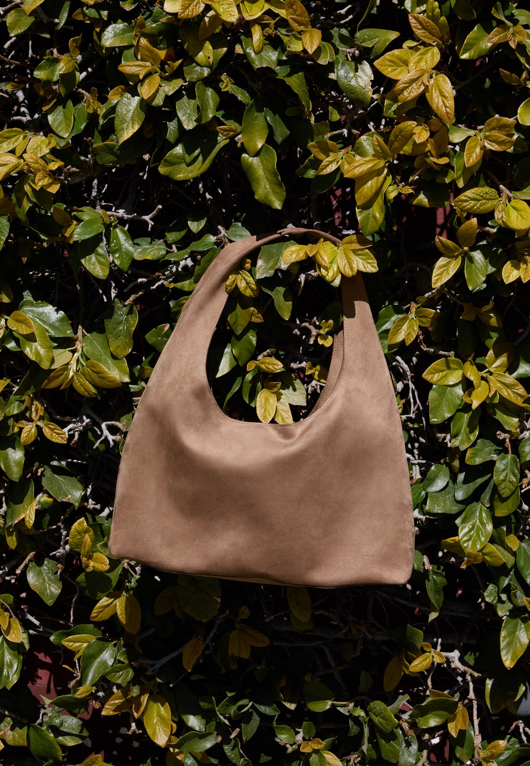 Faux suede shoulder bag — Beige