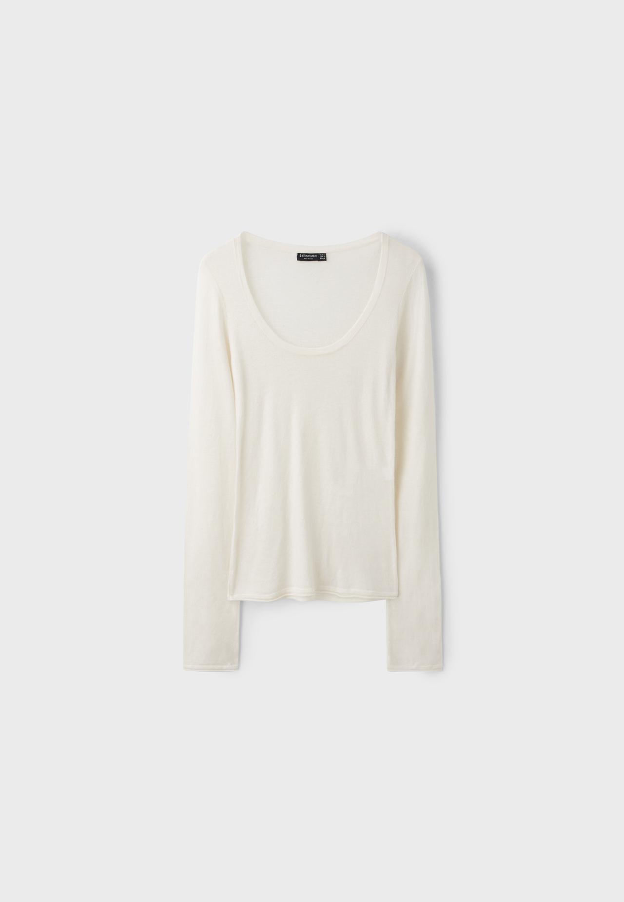 Basic wool and silk round neck jumper — Vanilla