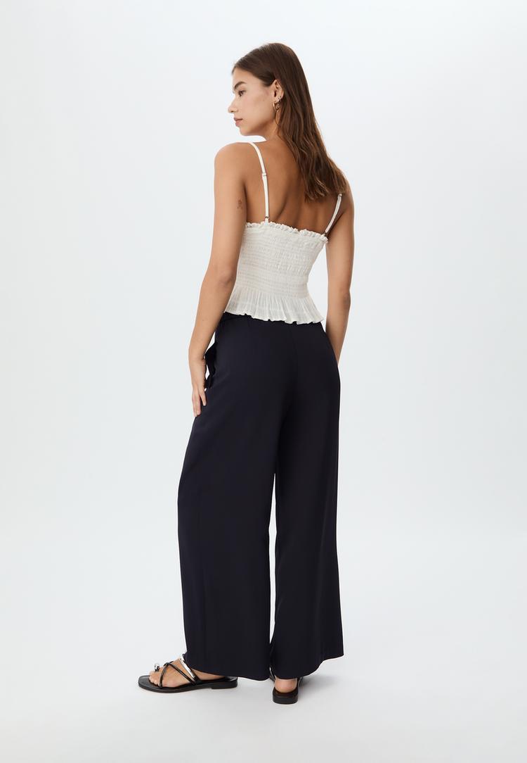 pantaloni culotte eleganti con pinces