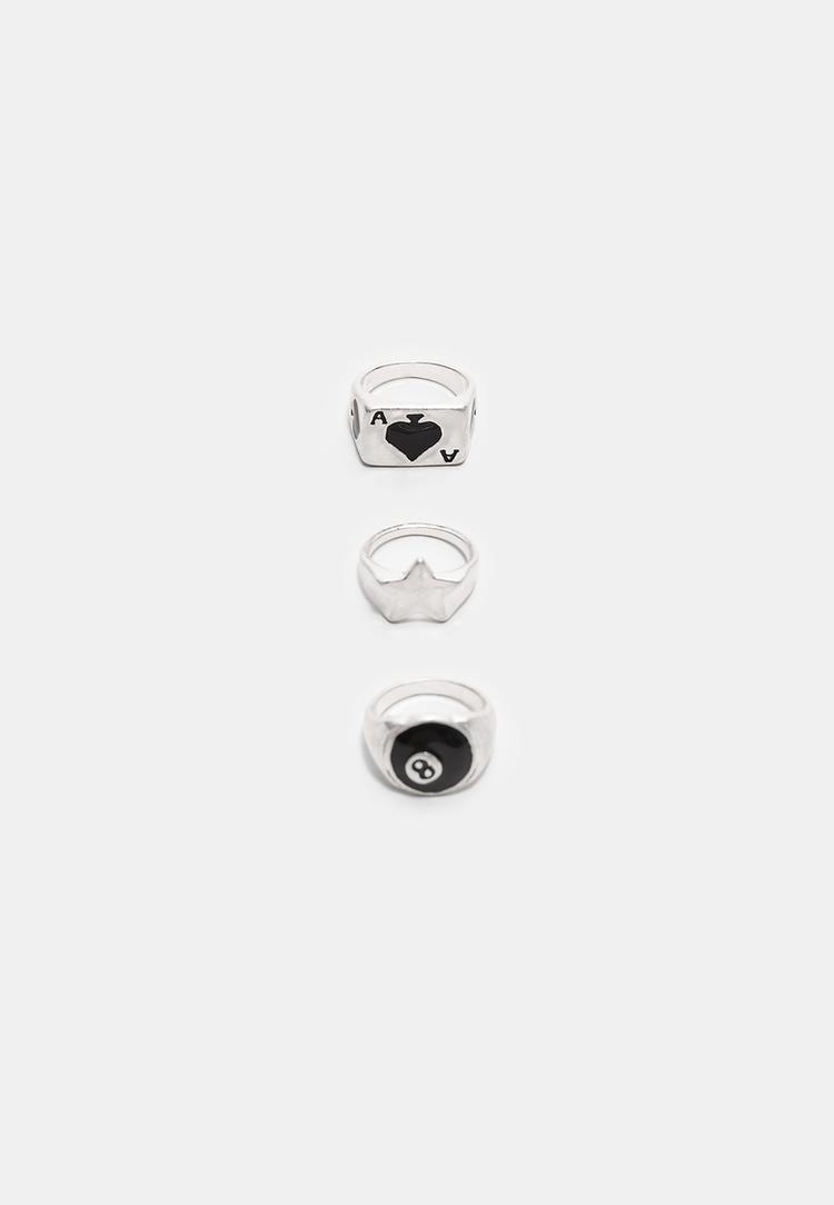 Stradivarius Balení 3 Kombinovaných Prstenů Grey Os