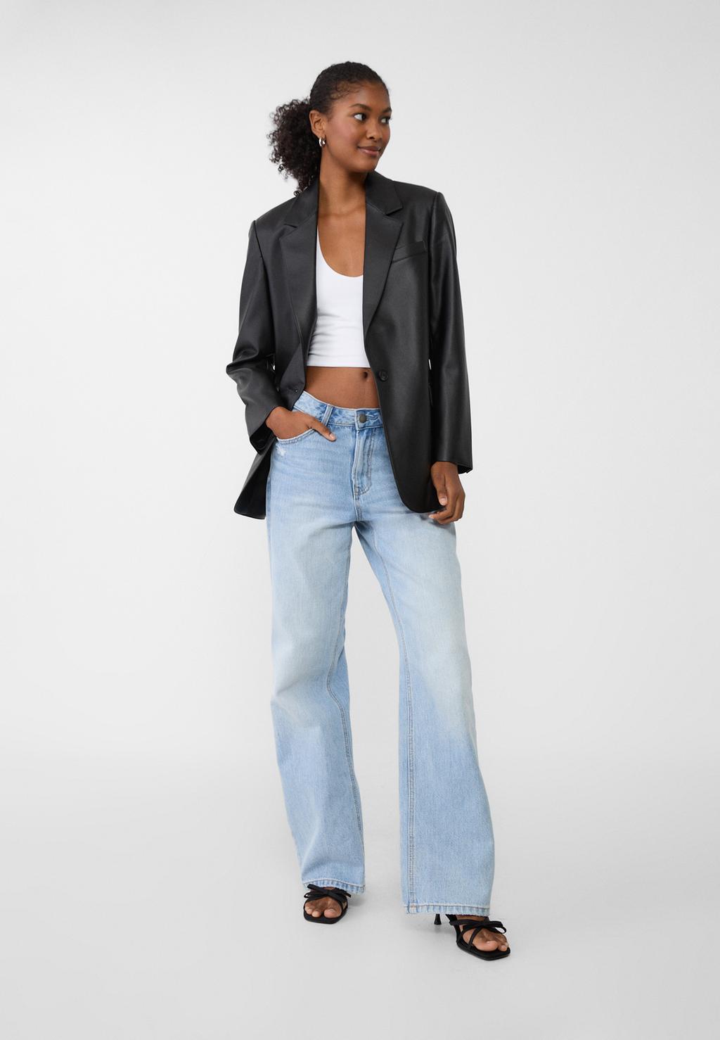 Regular-Fit-Blazer aus Kunstleder
