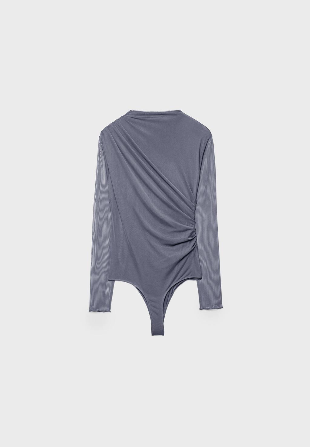 Ruched tulle bodysuit