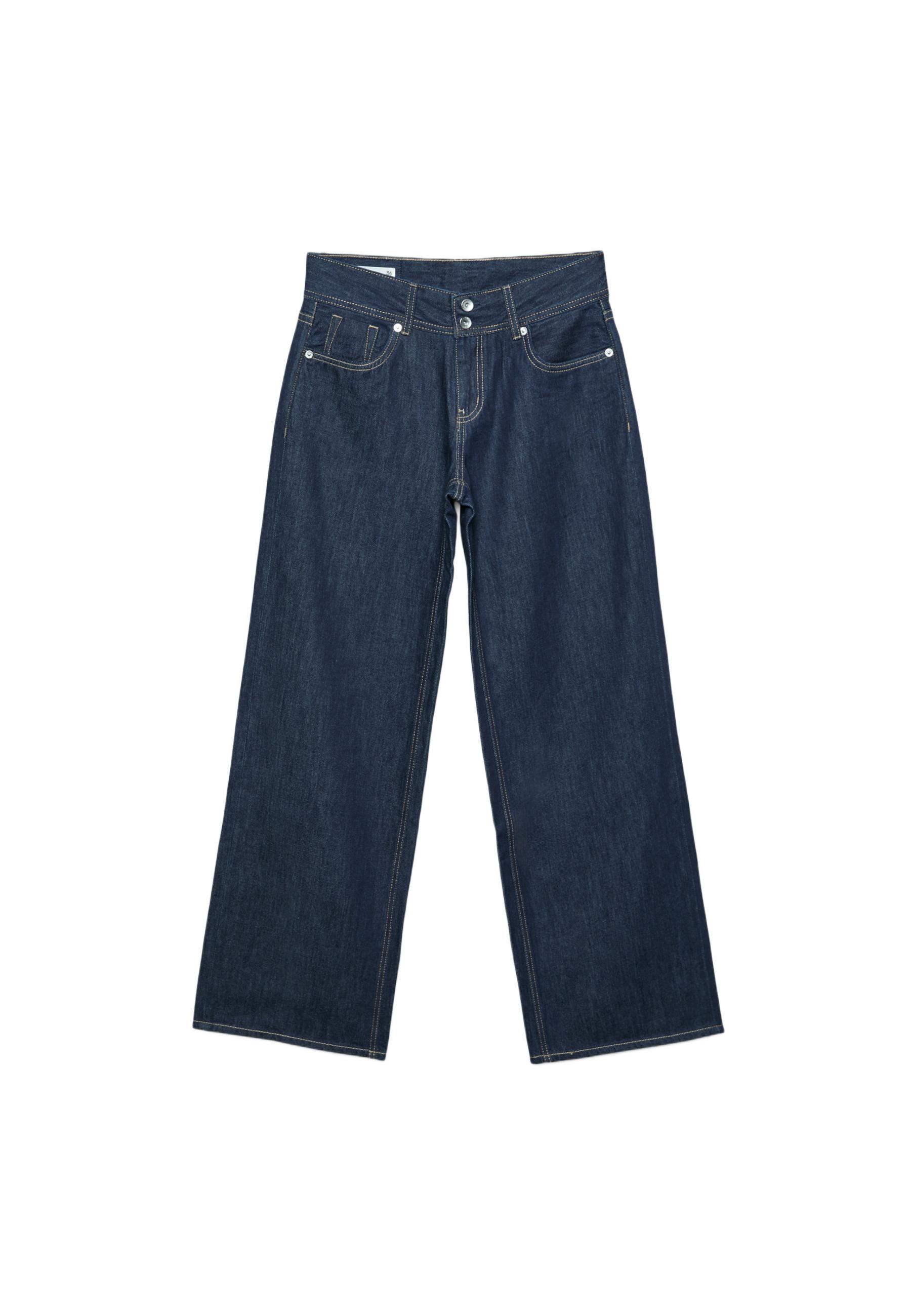 Low-waist double-button jeans — RINSE BLUE DENIM