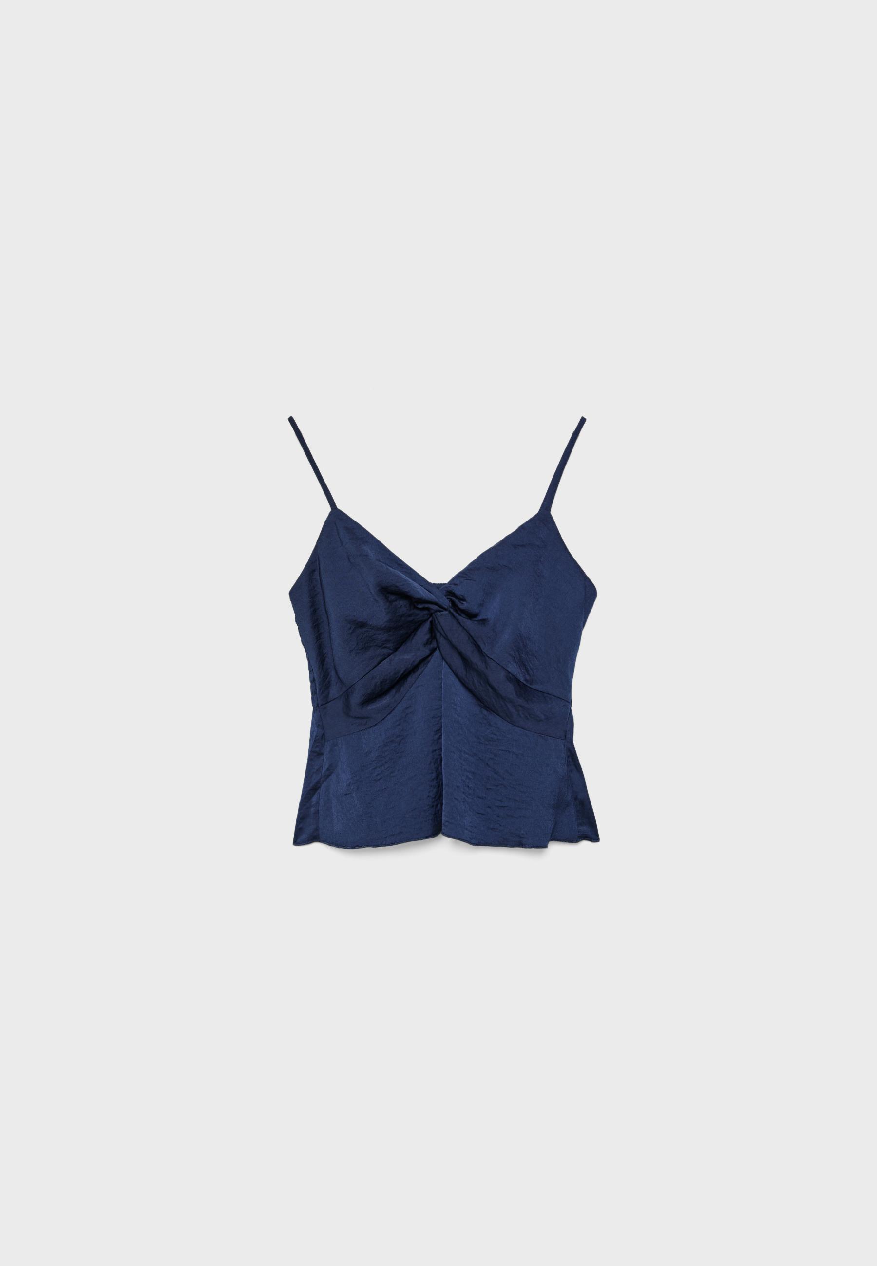 Strappy satin top — Navy blue