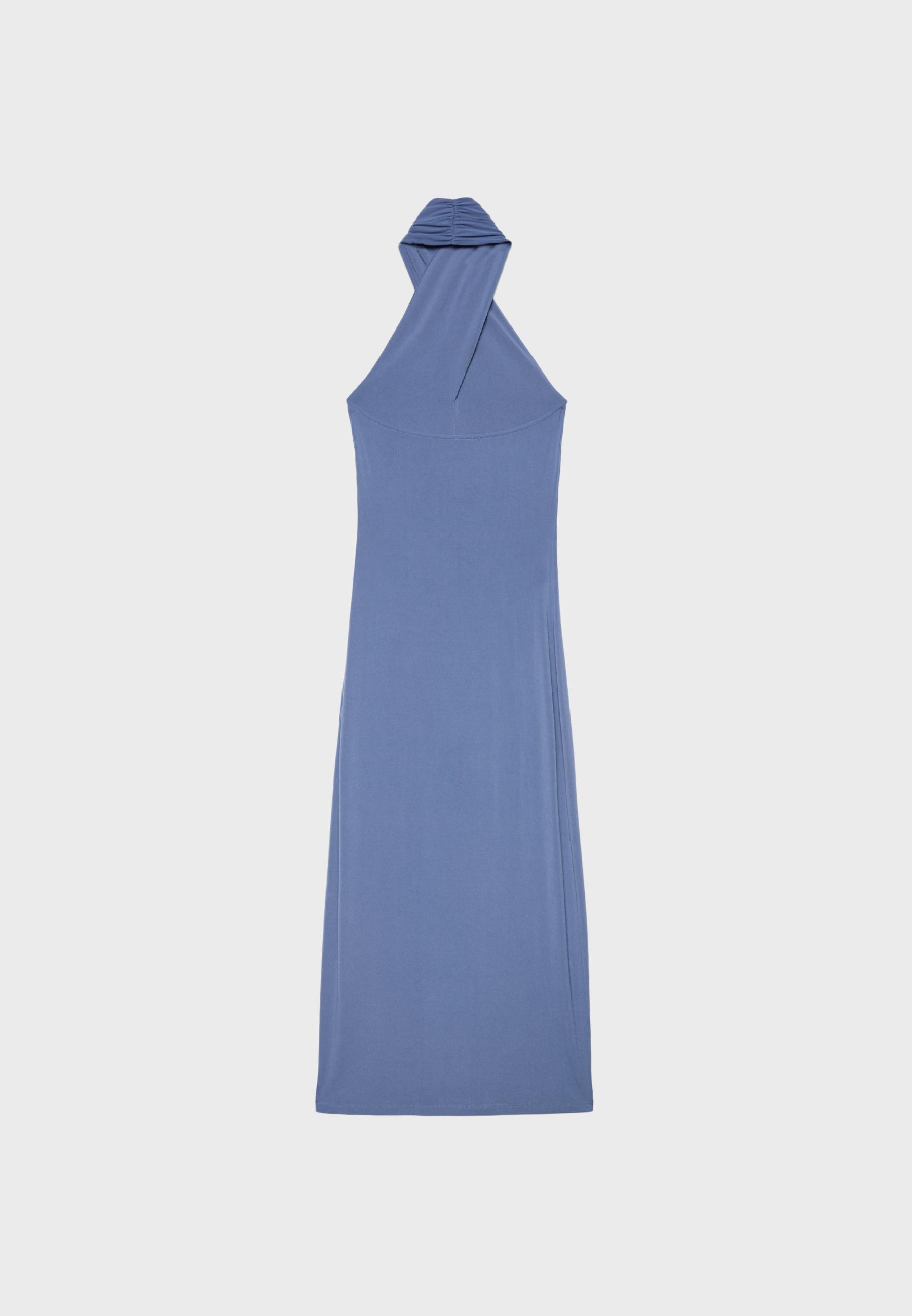Backless halter midi dress — Sky blue