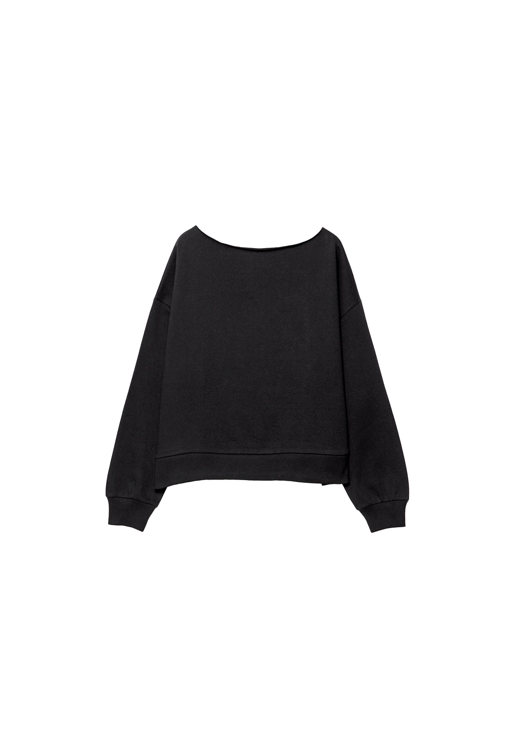 Basic off-the-shoulder sweatshirt — Black