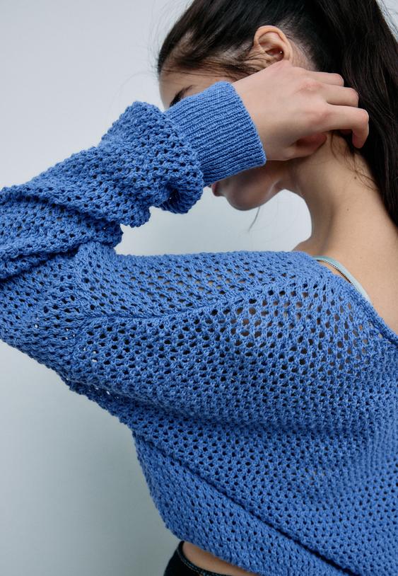 maglia in rete collo a barchetta