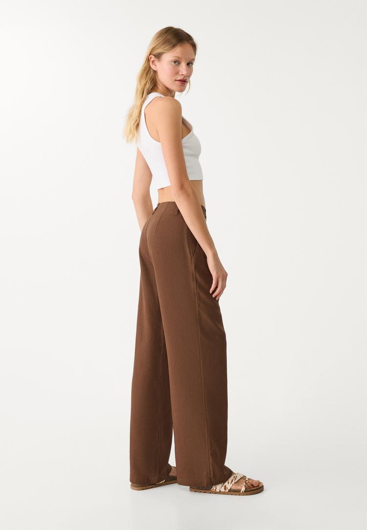 pantalon recto fluido con lino