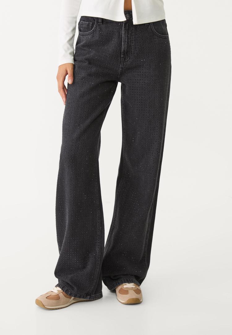 jeans straight fit brillos