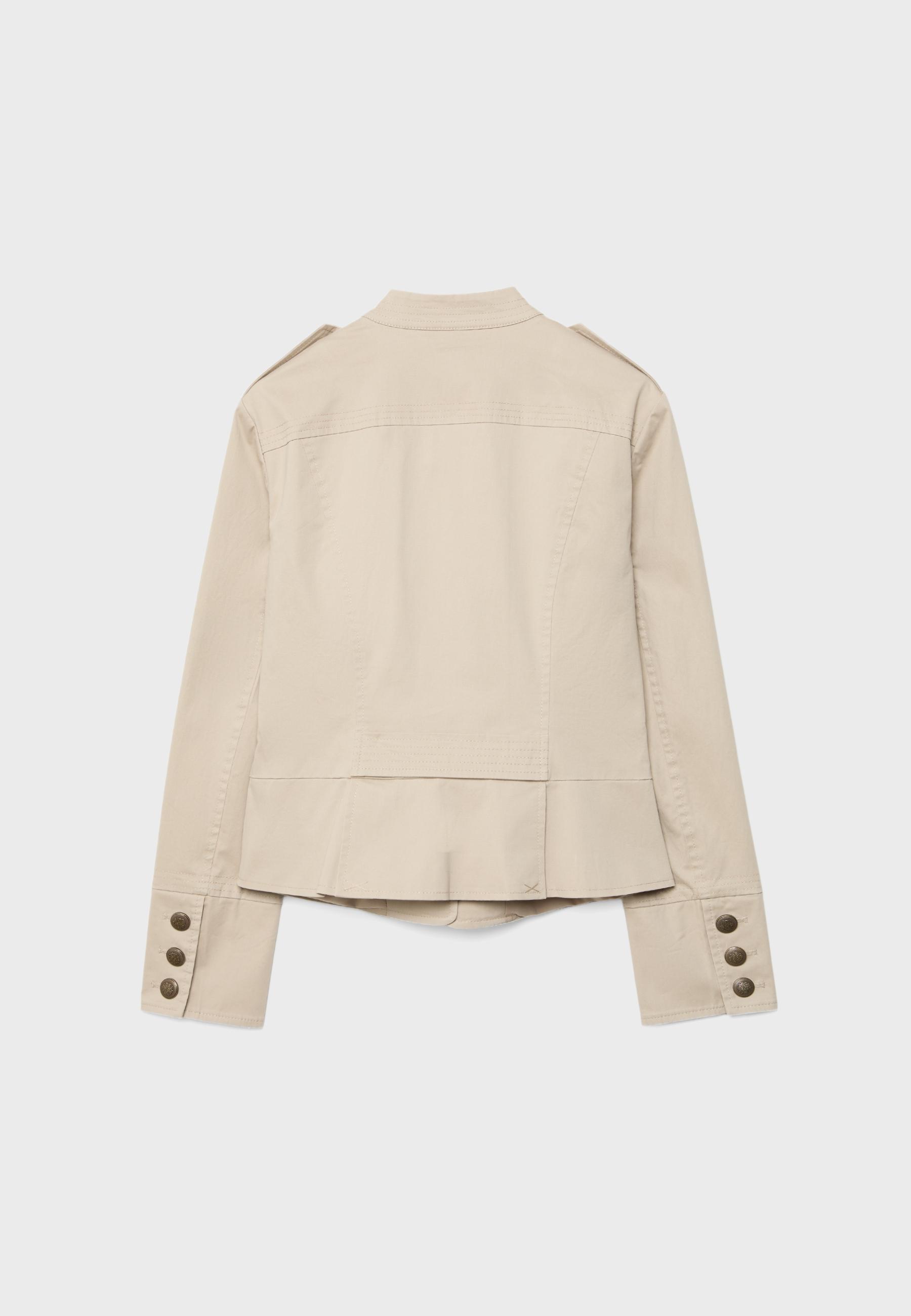 Stand collar buttoned blazer — Beige