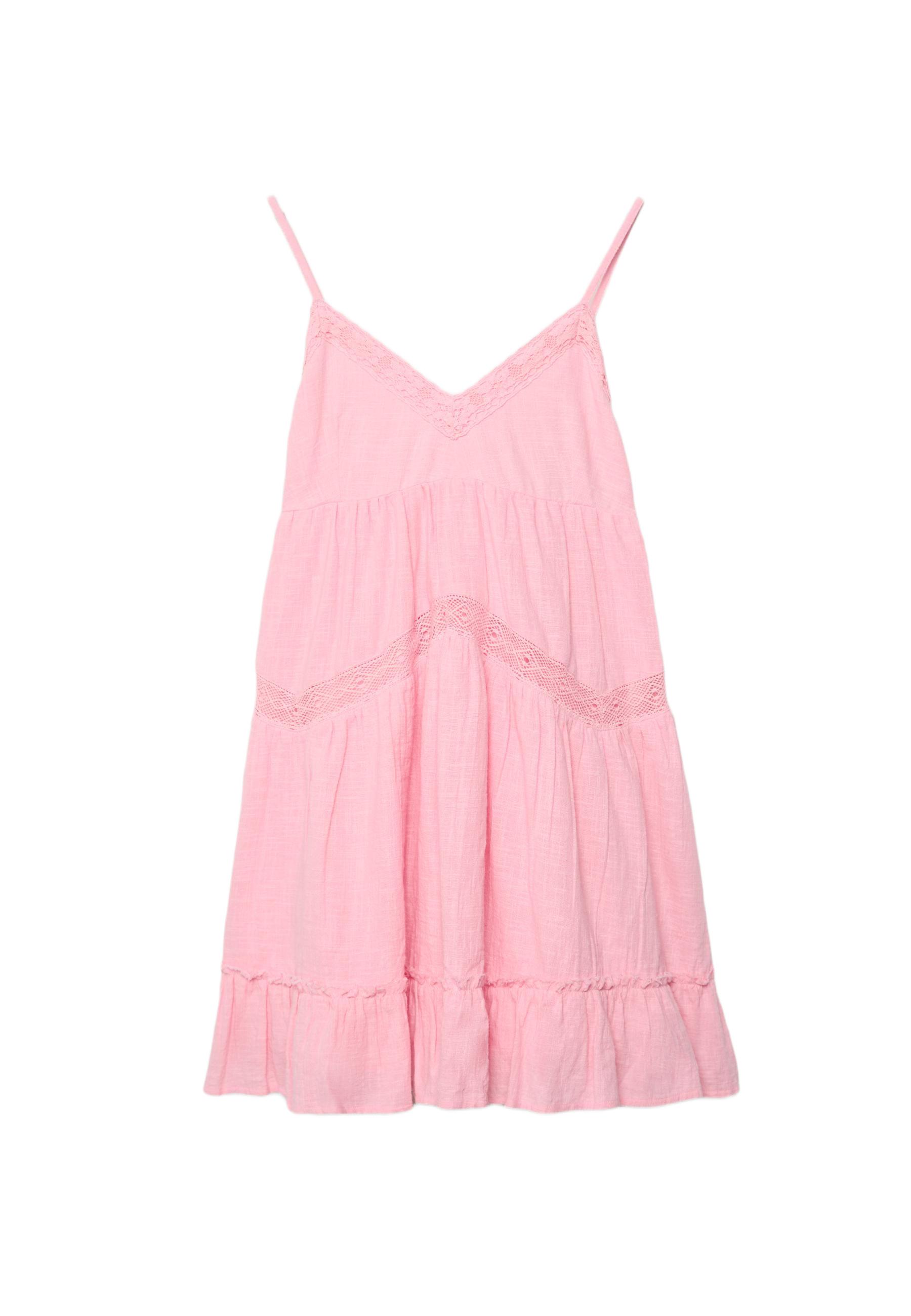 Short dress with lace detail — Bubblegum pink