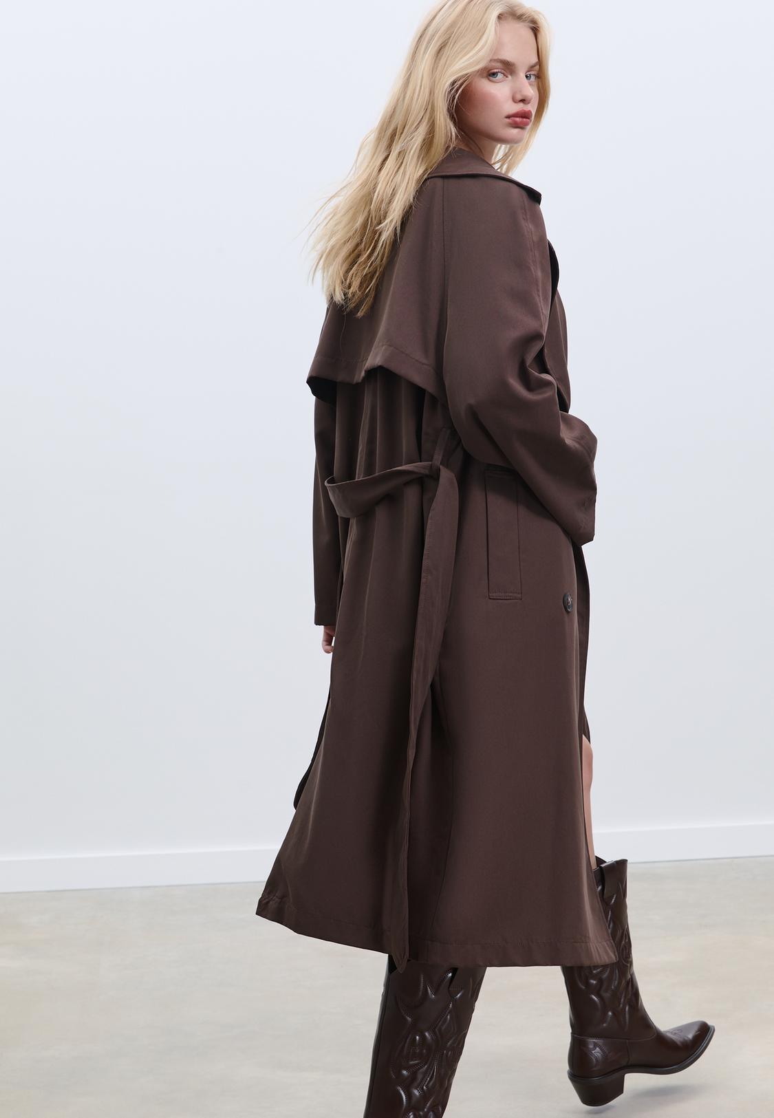 Stradivarius Trenchcoat Braun Damen Mantel Mantel Mit Wollanteil