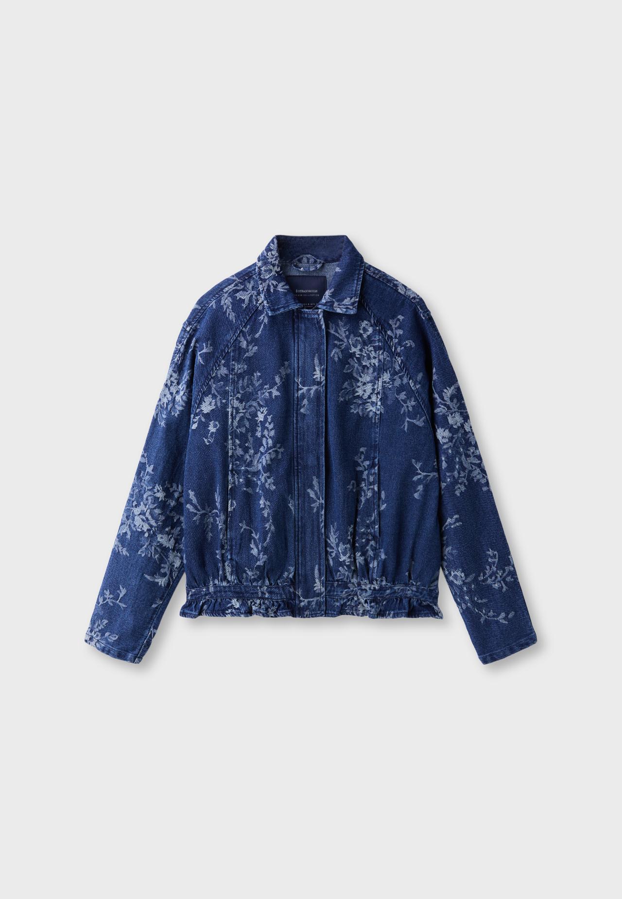 Floral jacquard jacket — MEDIUM BLUE DENIM