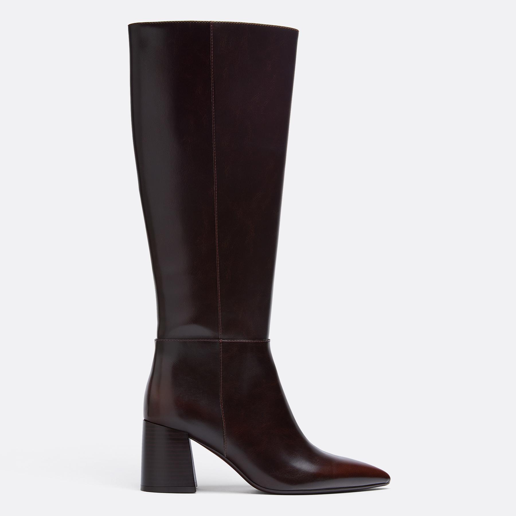 Brown heeled high boots — BROWN