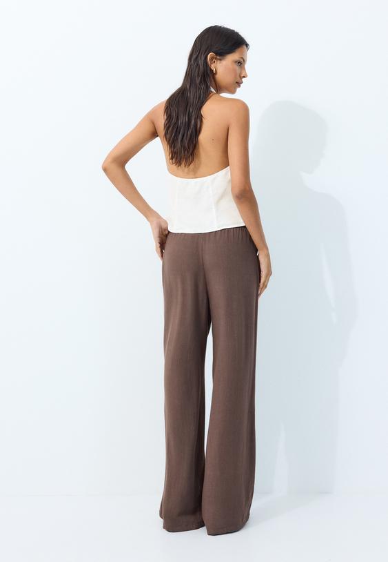rechte broek met linnenlook