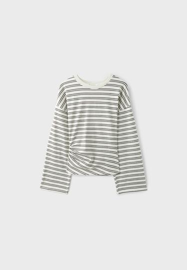 Striped long sleeve Japanese-style top — Vanilla 7
