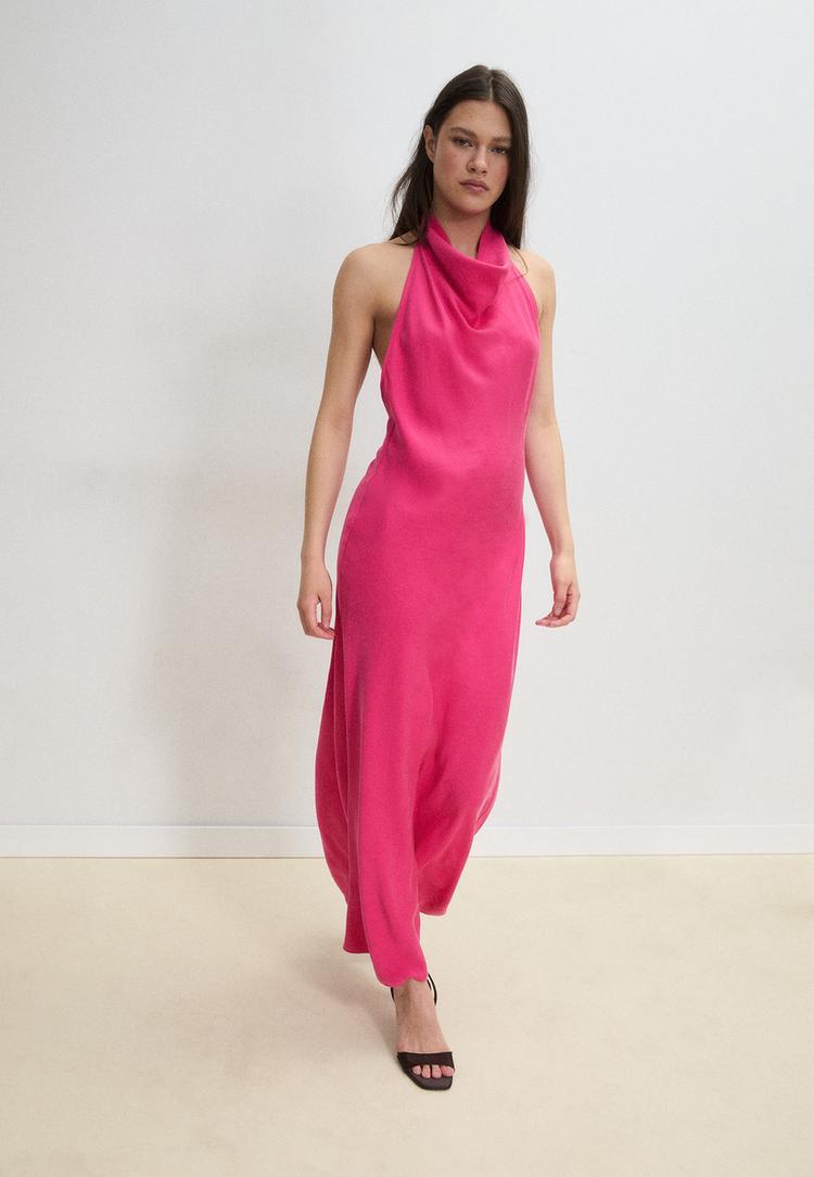 Stradivarius Midikjole Med Halterneck Og Bar Ryg 0-145 Xs