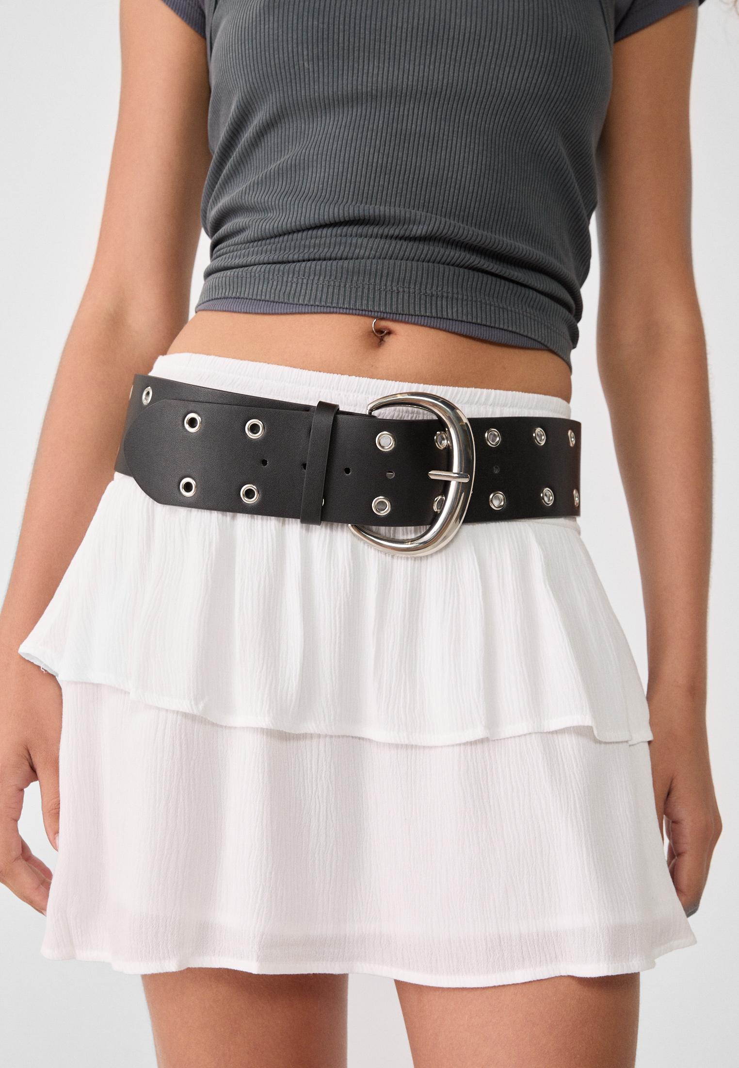 melt the lady eyelet wide belt skirt